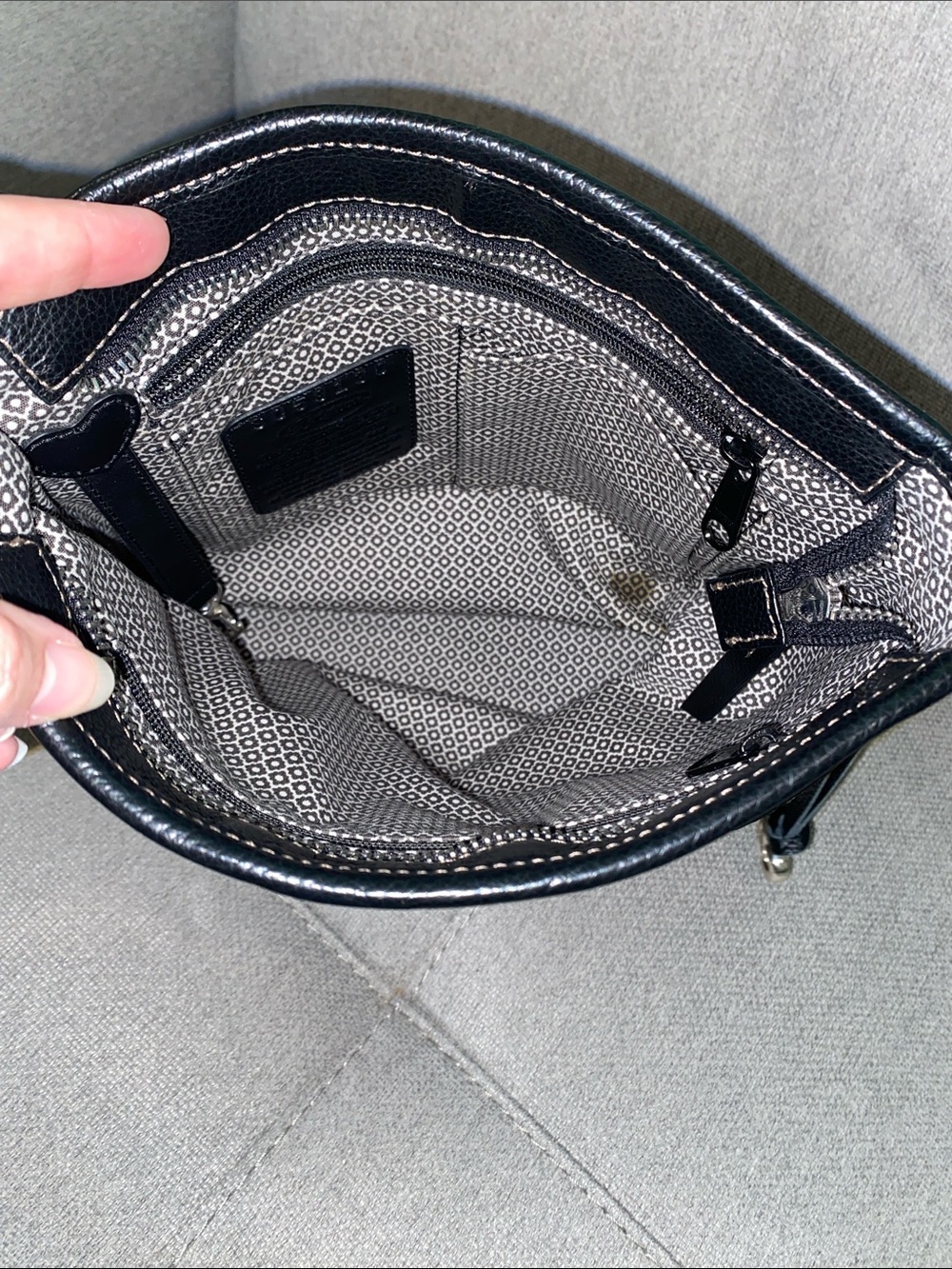 Brighton Interlok Journey Herringbone Brown Taupe Crossbody Purse & Key Fob - Picture 5 of 6
